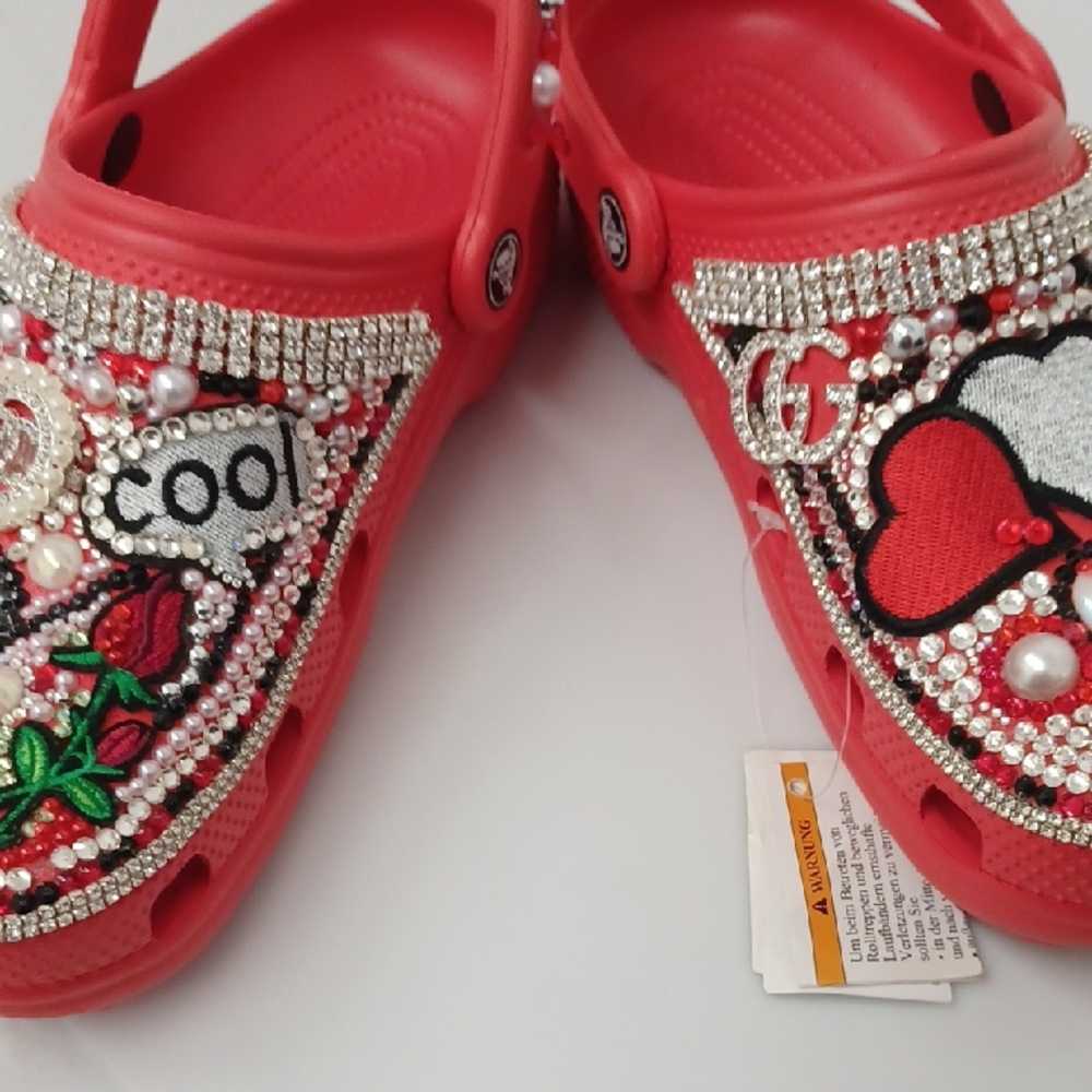 Crocs Red Embellished Clogs - Picture 8 of 11